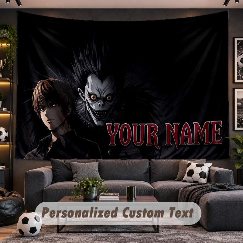 Wall Hanging Tapestry Custom NameDeath Note Pattern Personalized Printed Fabric Wall Decor