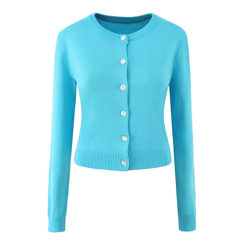 Autumn Dopamine Frankies American Sexy Round Neck Minimalist Shell Button Knitted Cardigan Silm Short Top