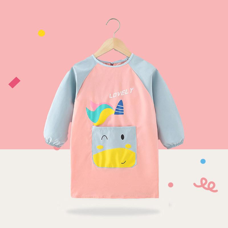 Painting Apron Double Layer Waterproof Painting Coat School with Pockets Painting Gown Children 6~8 Years Craft Apron Painting