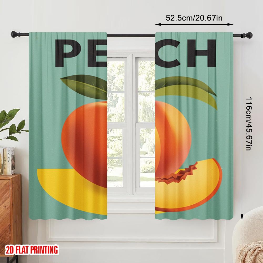 2pcs 2D flat printing Scene Curtain Bauhaus Peach Collection Polyester Without Electricity Seasonal Party & Holiday Decor