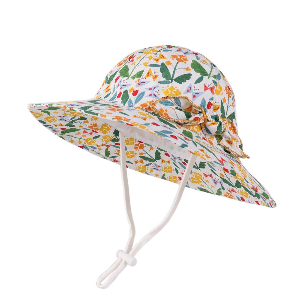 Baby Girl Sun Hat Summer Beach Hats Toddler Infant with Wide Brim Strap Outdoor Bucket Hat