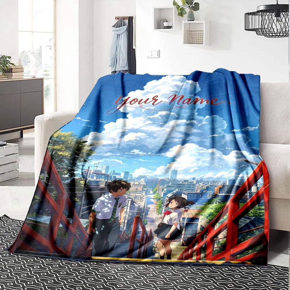 Name Custom Suzume Print Flannel Blanket High Quality Warm Comfortable Cover for All Seasons Perfect for Gifts Home Decor