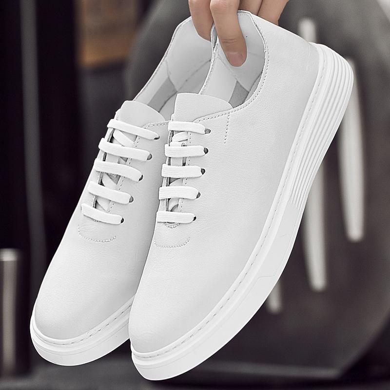 FashionHigh Quality Brand Men's Genuine Leather Shoes Simple Small White Shoes Soft Soles Comfortable  Loafers Men's Casual Shoes