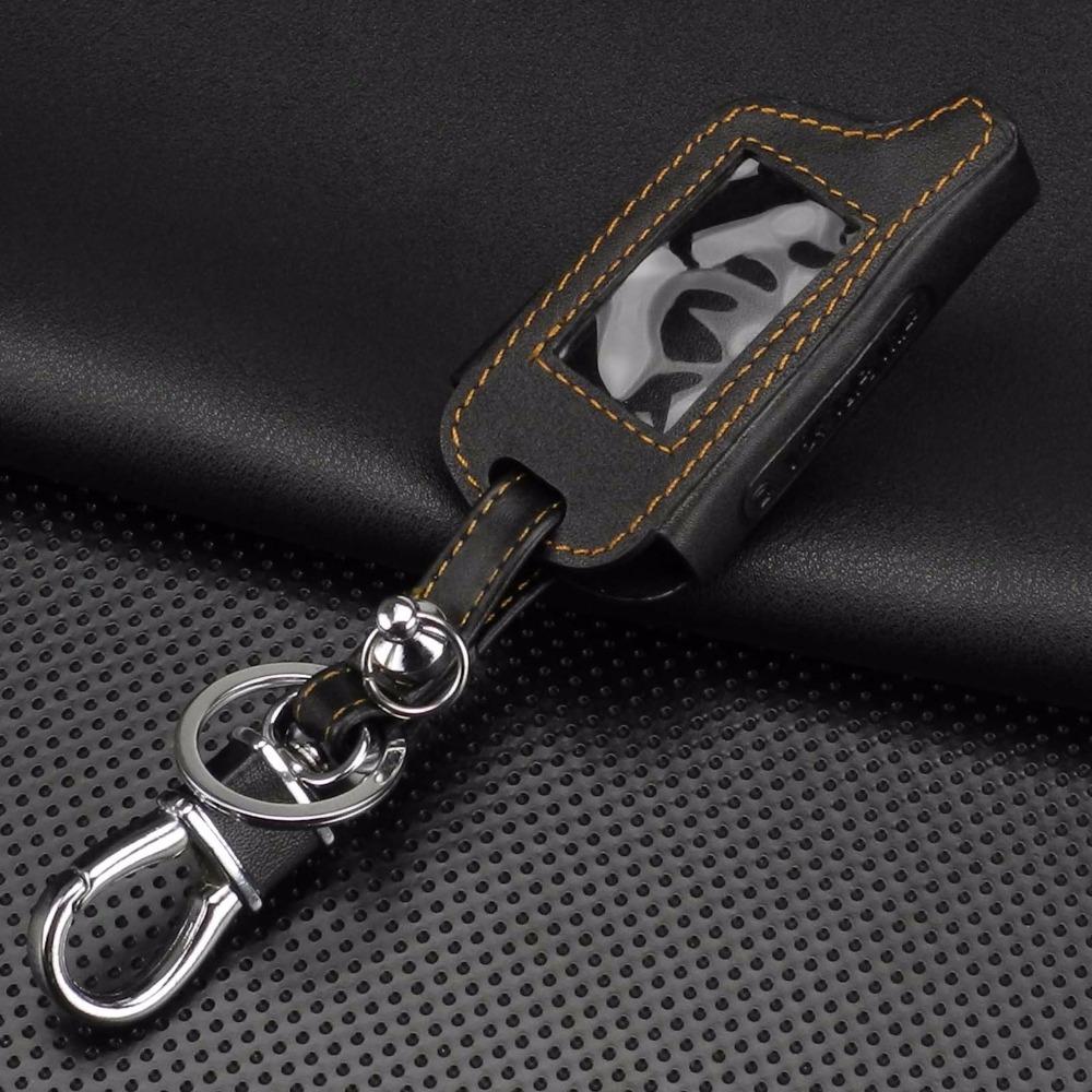 Jingyuqin 4 Buttons Leather Key Cover Case X5 For Russian Version Vehicle Security Two Way Car Alarm System TOMAHAWK X5 Keychain