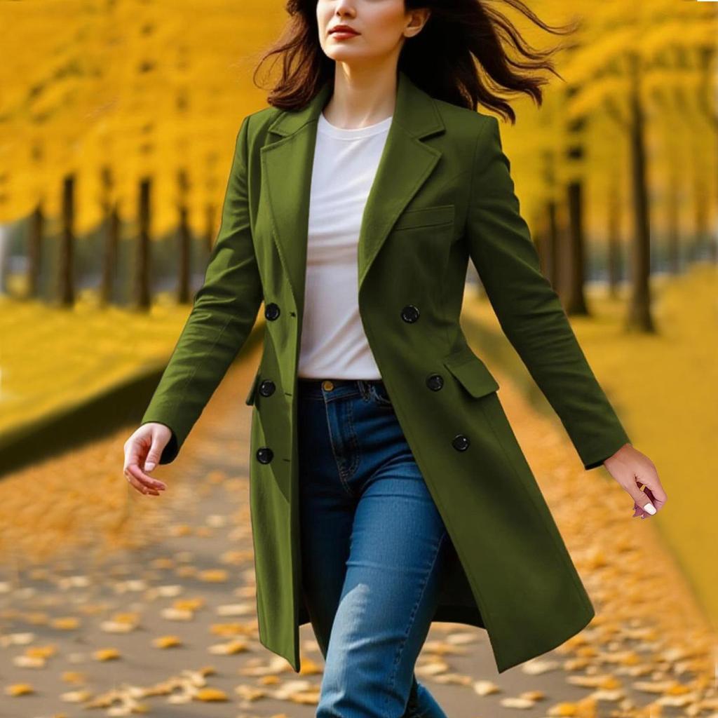 Coats For Women Single Breasted Trench Coat Fashion A-Line Fall Winter Jackets