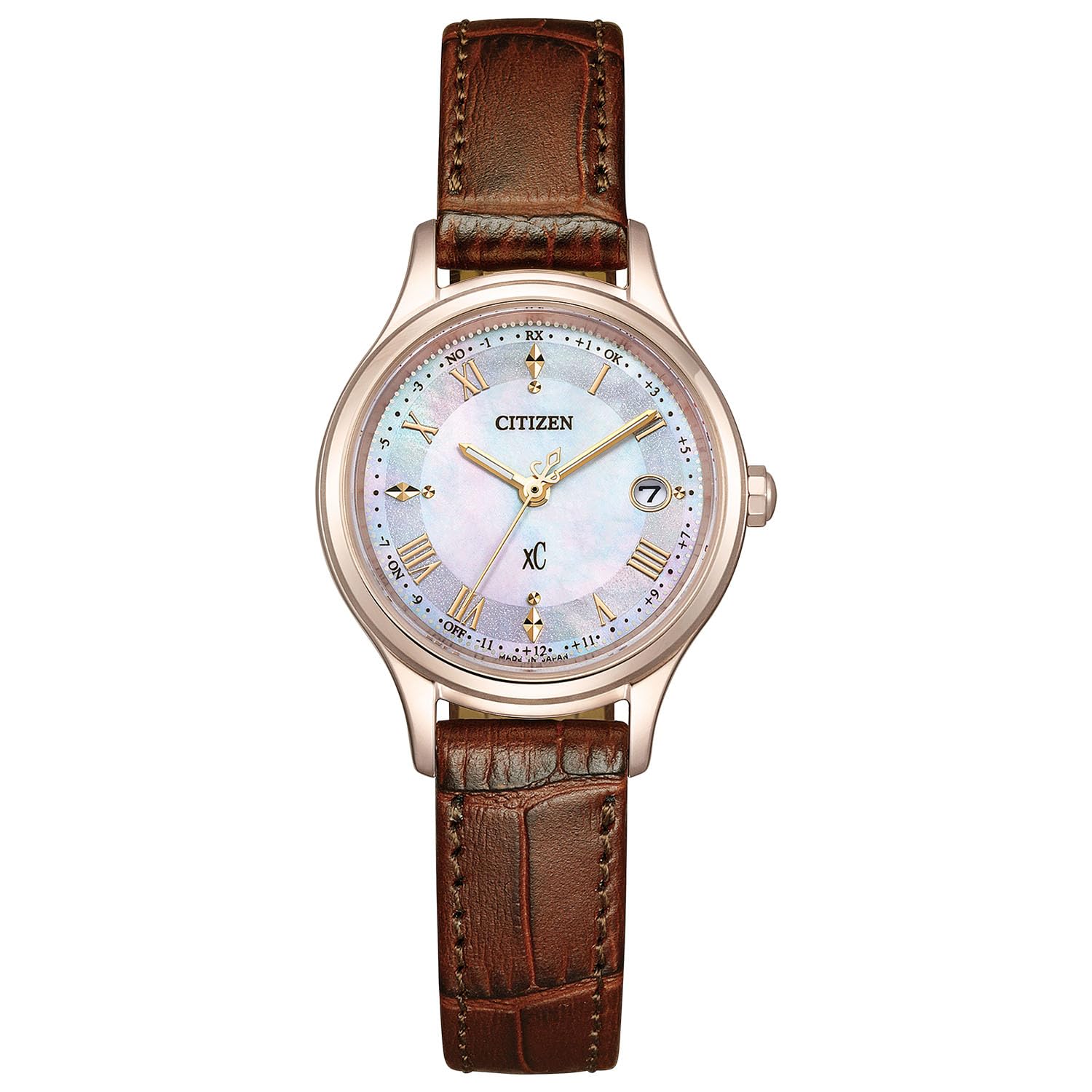 

Citizen Lightweight Sakura Pink Date Second Simple Solar Brown ES9497-02D Women s Radio-Controlled Watch, Leather, Mother-of-Pearl Finish, Waterproof,