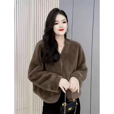Winter New Imitation Mink Short Collar Fur Integrated Imitation Mink Fur Fur Fur Coat