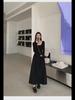 2024 Women's French Square Neck Long Sleeve A-Line Dress - Spring/Autumn Waist-Slimming Maxi