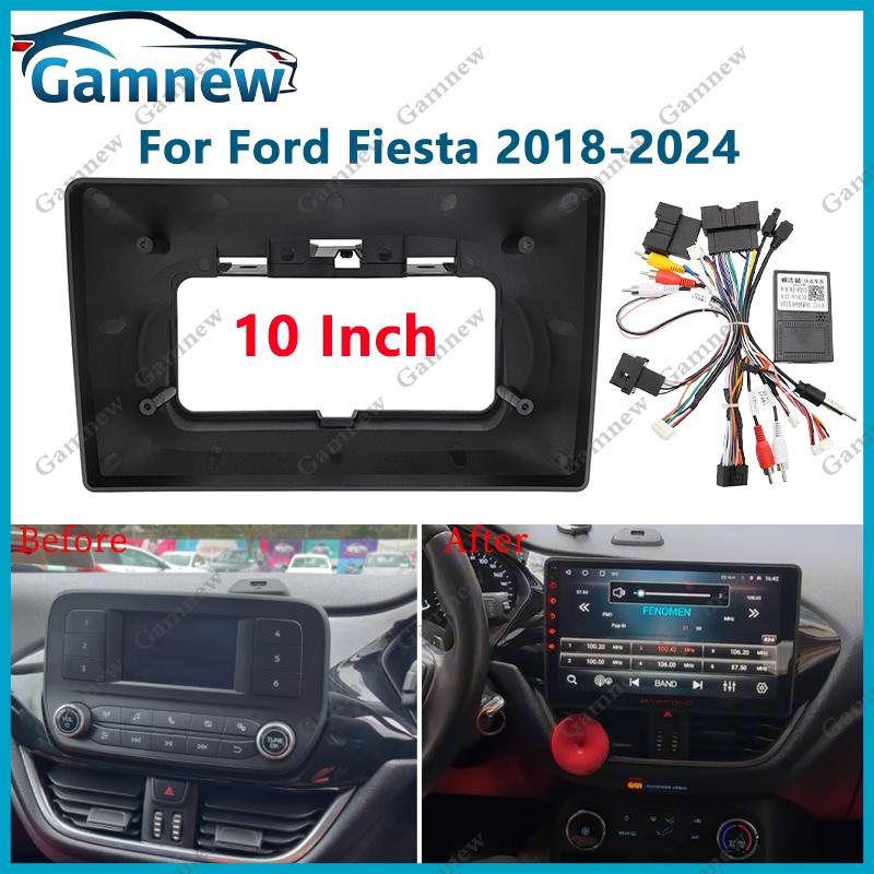 10 Inch Car Frame Fascia Adapter Canbus Box Android Radio Audio Panel Kit For Ford Fiesta 2018-2024