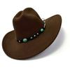 New Western Cowboy Hat, Black Woolen Jazz Top Hat, Four Seasons Men'S And Women'S Turquoise Crimped Felt Hat