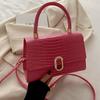 Women’s Crocodile Pattern Crossbody Shoulder Bag Fashion Textured Handbag Stylish Small Square Bag
