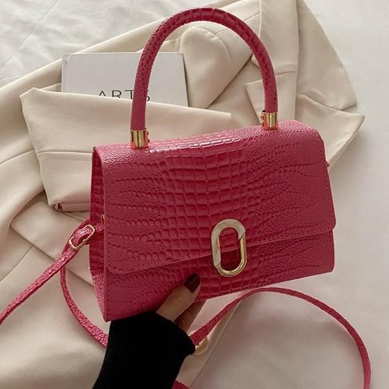 Women’s Crocodile Pattern Crossbody Shoulder Bag Fashion Textured Handbag Stylish Small Square Bag