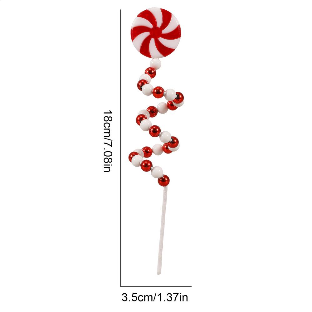 18x3.5cm Christmas Picks For Tree Xmas Tree Candy Picks Decorations Festive Ornaments Winter Scene Layout Red-and-white Candy