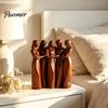 Handcrafted Wooden Statues Sisterhood Figurine, Friendship Sculpture for Living Room Home Decor Accents Bedroom Tabletop Ornament, Warm Gift
