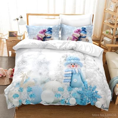 Hübsches Winter Schneemann 3D Bettwäsche-Set Bedrucktes Bettbezug-Set mit Kissenbezug Twin Full Queen King Jungen Mädchen Schlafzimmer Dekoration