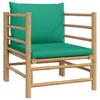 Vidaxl 6-Cz. Garden Furniture Set, Green Cushions, Bamboo