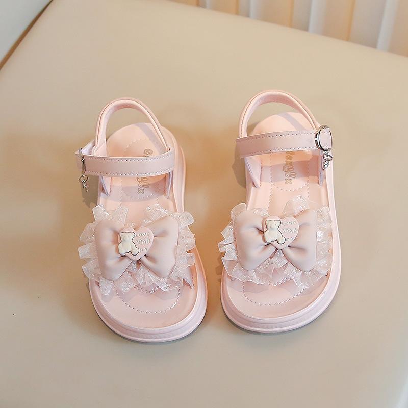 

Girls Lace Bow Princess Sandals2026New Summer Cute Bear Beach Shoes for Small, Medium, and Large Children 21Inner Length13.5cm розовый
