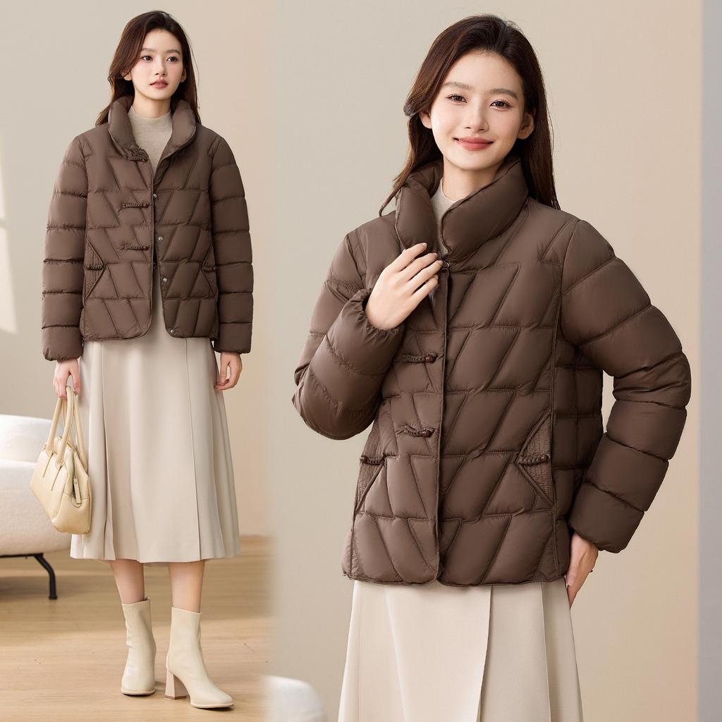 Women's new stand-up collar windproof lightweight thickened fluffy warm cold loose short high quality fabric casual sports jacket