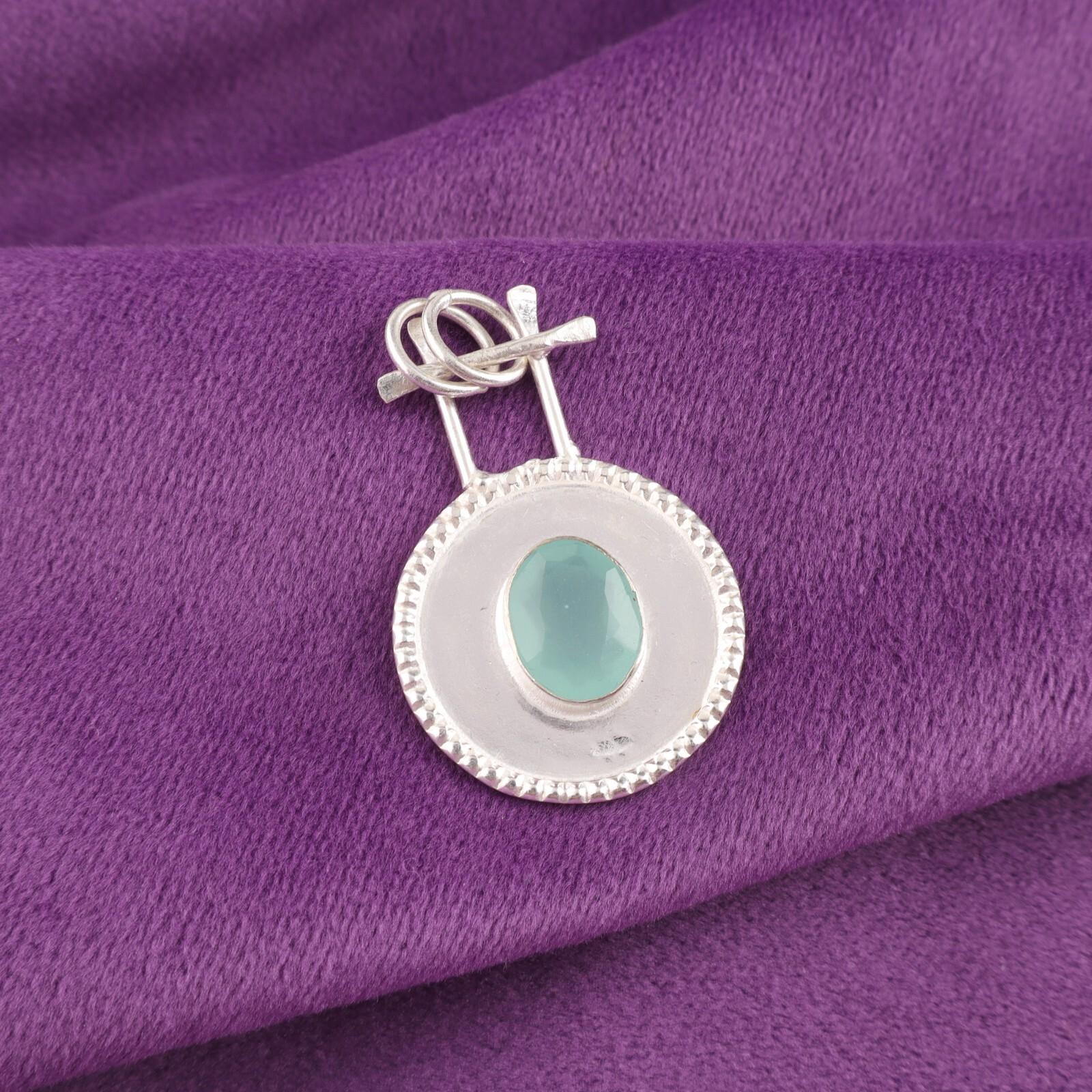 

Натуральный аквахалцедон стерлинговое серебро подарок дочери помолвочный кулон ювелирное изделие PP-57-19