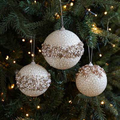 Christmas Ball Ornaments Glitter Sequin Faux Pearl Hanging Ball Decoration Shatterproof Foam Ball Christmas Tree Ornaments for Wedding Party