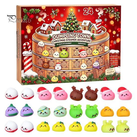 Christmas Traditions for Family Fun 2026 Dumplings Advent Calendar with 24 Mini Bun Squeeze Interactive Countdown Activity December Toys, Festive Box,