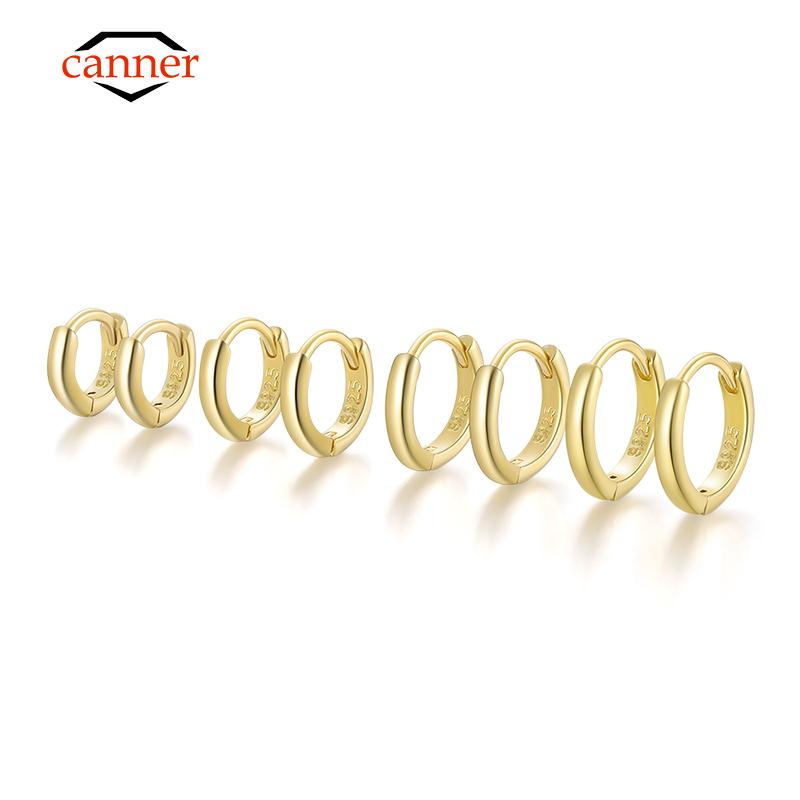 CANNER 5/6/7/8/9mm Real 925 Silver Hoop Earrings for Women Piercing Earings Round Circle Earring Jewelry pendientes