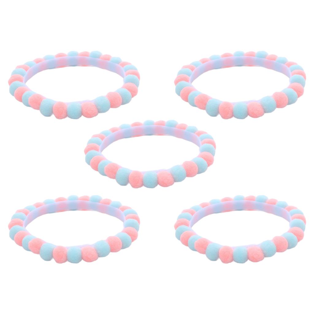 Set of 5 Soft Plush Cat Collars with Colorful Pompoms for Cat Dogs Birthday Party Cat Neckwear Festival Pet Collars