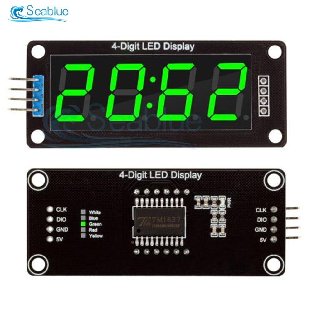0.56 Inch 0.56" 4-Digit Digital Display Tube Decimal 7 Segments TM1637 LED Module Board for Arduino Red Green Yellow Blue White