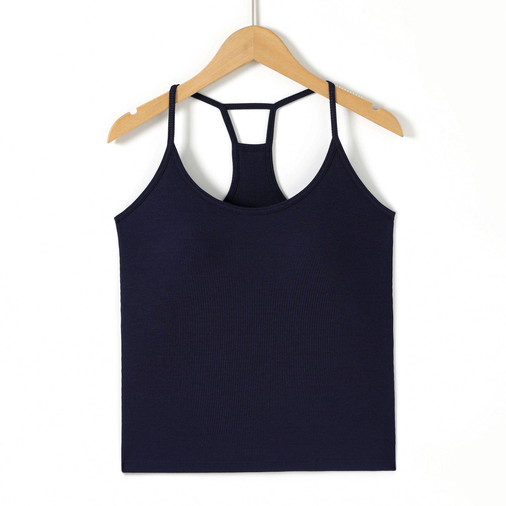 Women s Racerback Camisole with Built-in Bra, Slimming Sleeveless Top for Summer XL чёрный