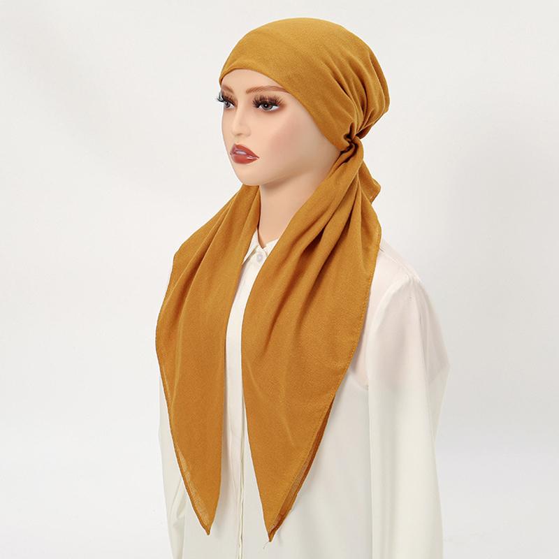 1 szt. Hidżab Szalik na głowę Damski Wrap Muzułmański Jednolity kolor Zakrycie Wypadanie włosów Rak Chemioterapia Czapka Turban