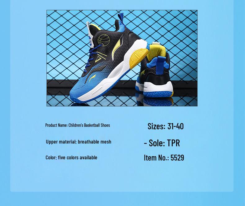 Atmungsaktive Mesh-Jungen-Basketballschuhe Frühjahr/Herbst 2026: Rutschfeste Sportschuhe für mittelgroße bis große Kinder