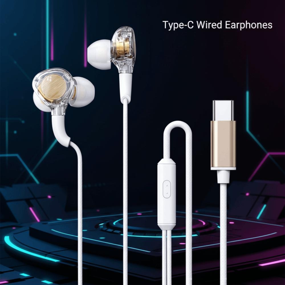 with Mic Type C Earphones 3.5mm Stereo Earphones Sport Earphones Wired Headset Sports
