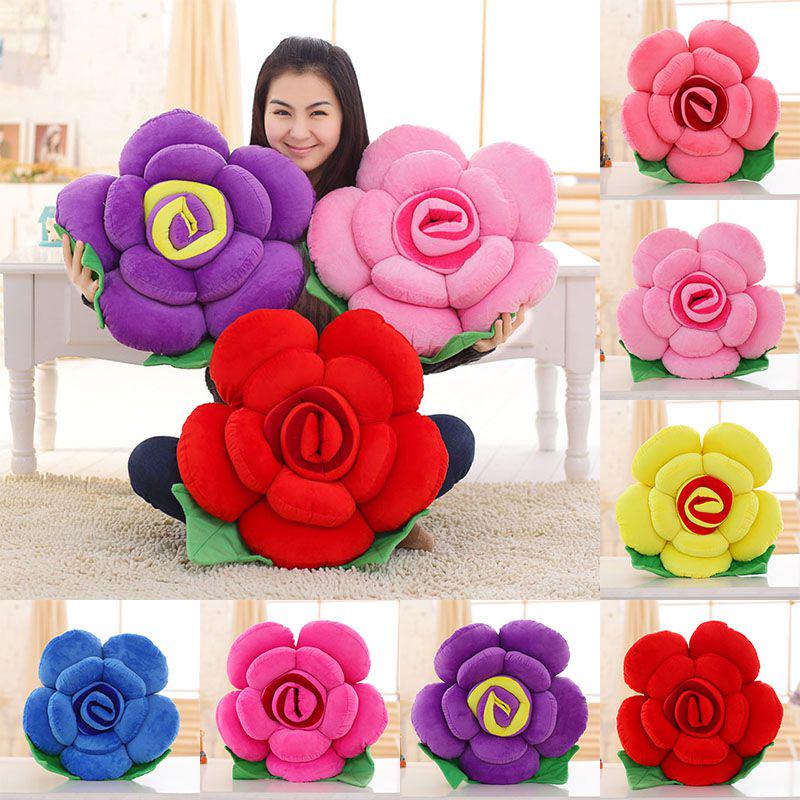 Flower Throw Shape Pillows Cushion Lumbar Rose Decoration Chair Soft Lover Home