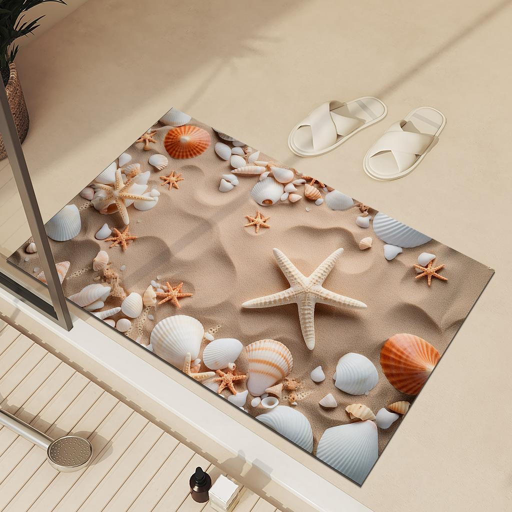 Ocean Bathroom Bath Mat Absorbent Foot Mats Non-slip Quick Dry Bathroom Carpet Shower Rugs Toilet Pad Doormat Washable