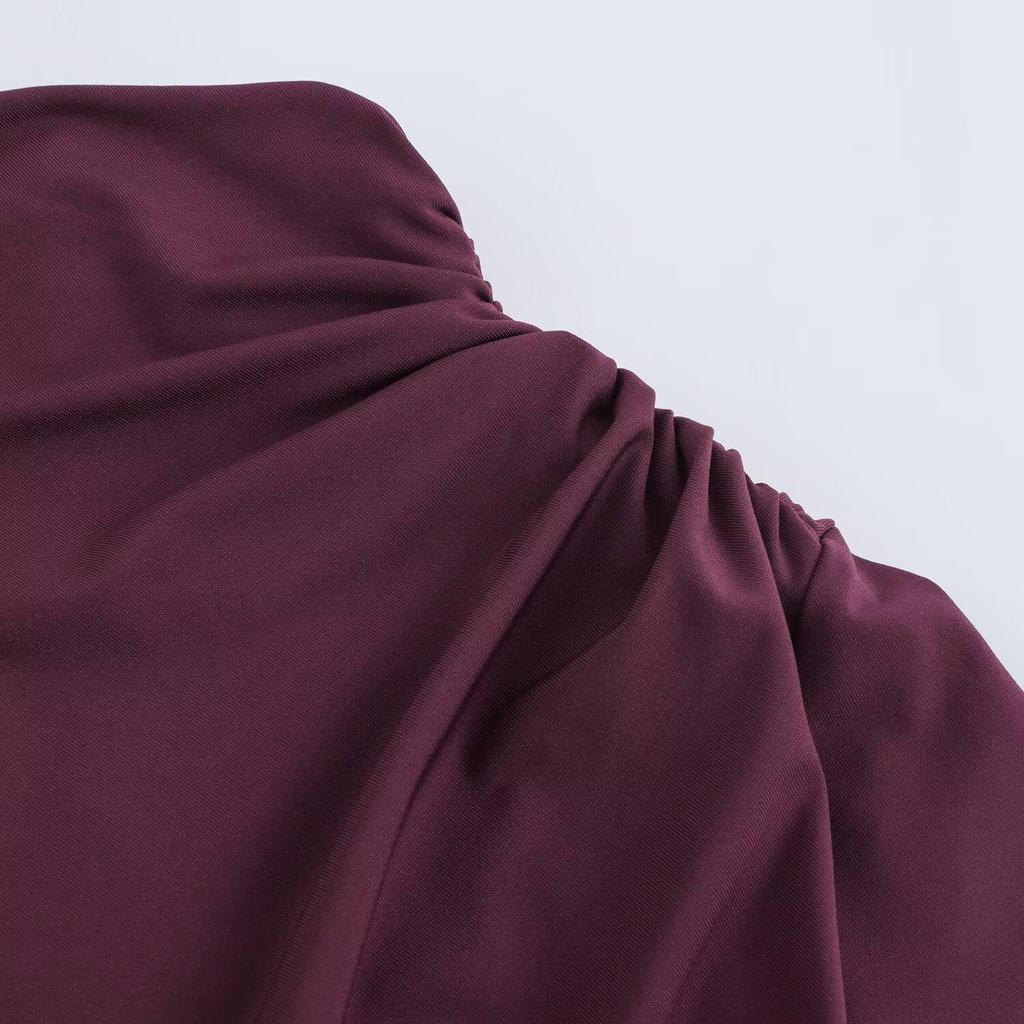 Autumn 2024 Women's European & American Slim Pleated Midi Dress