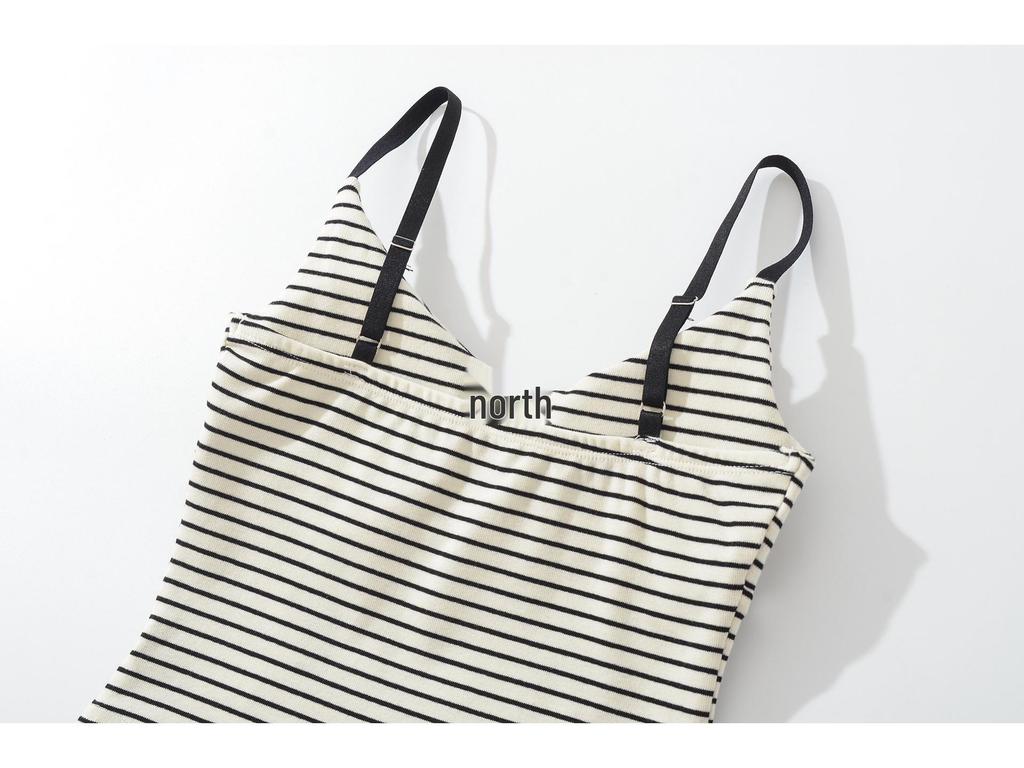 Women's Designer Slim-Fit Black Striped Camisole with Padded Bust - Chest-Enhancing Summer Knit Tank Top