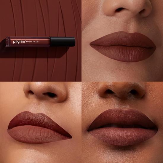Pilgrim Liquid Matte Lippenstift - Bossy Brown | Lippenstift für Frauen mit Hyaluronsäure | Langanhaltend & Nicht austrocknend mit feuchtigkeitsspendenden Inhaltsstoffen 3g