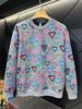 Men's Colorful Heart Print Round Neck Sweatshirt - Stylish, Versatile, & Casual Pullover for Autumn/Winter