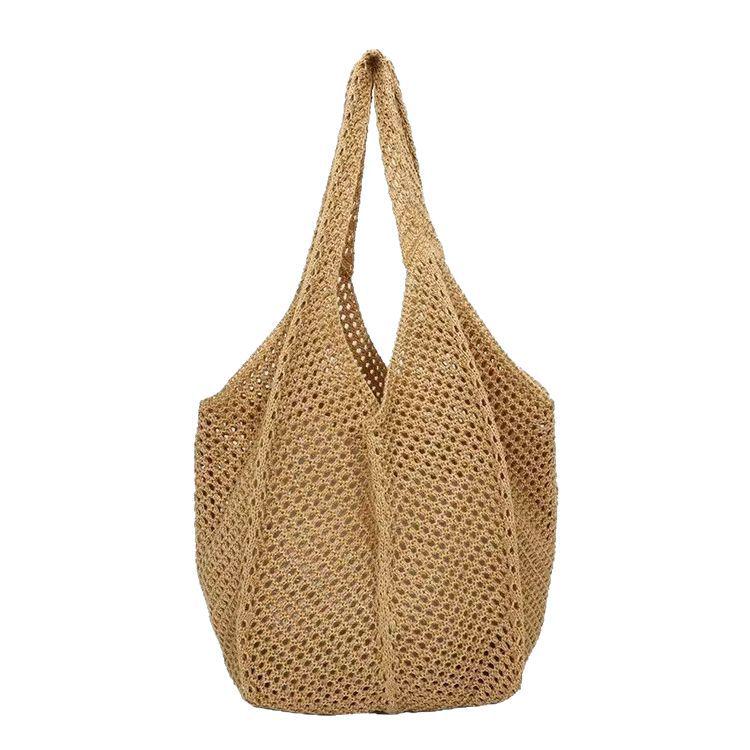 Summer Fashion Woven Women's Straw Tote - Stylish Mesh Shoulder Beach Bag