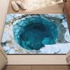 3D Höhlen-Illusion Fußmatte, Realistischer Blauer Abgrund Rutschfester Teppich für Eingangsbereich Innenbereich Moderne Wohnkultur