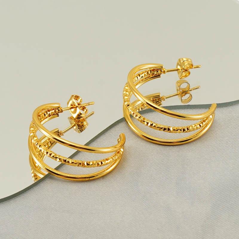 Stainless Steel Multi Layer Twist Hoop Earrings For Women Personality Minimalism Earrings Jewelry Accessory