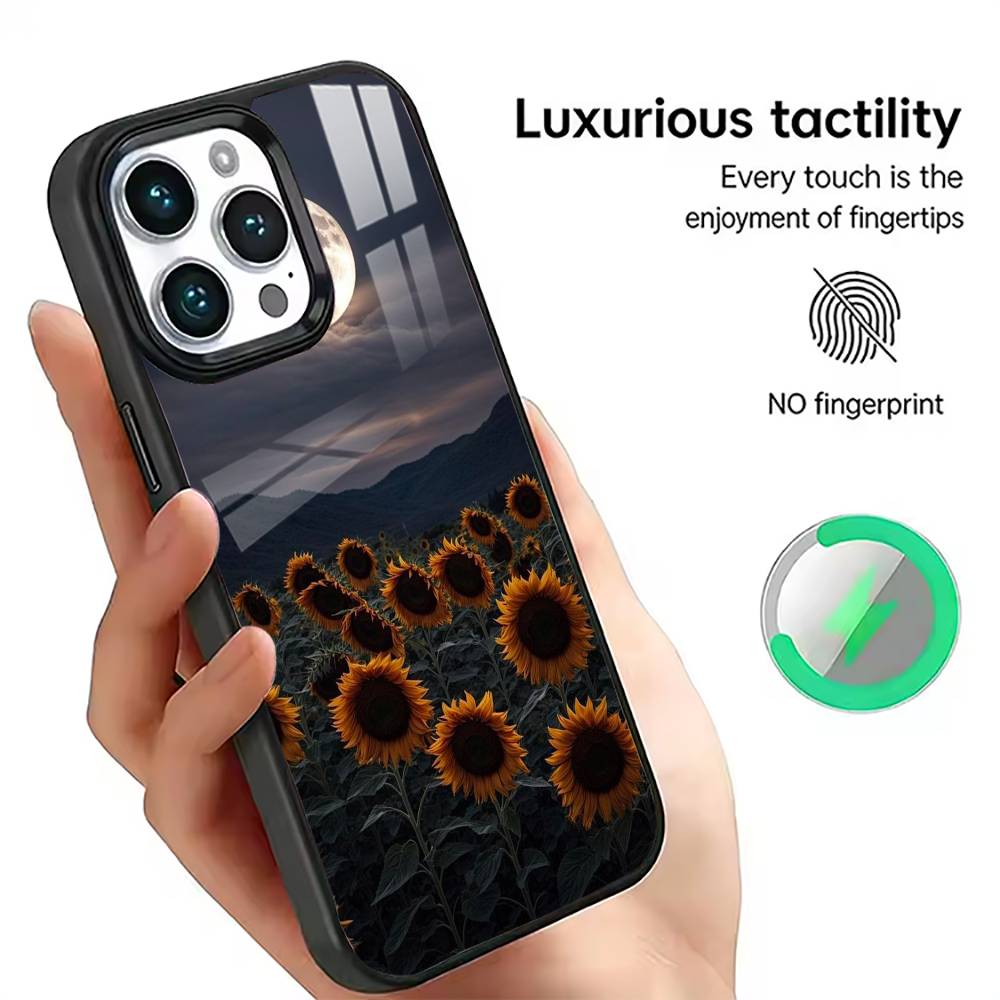 Moonlit Sunflower Field Phone Case For iPhone17,16,15,14,13,12,11 Plus,Pro Magnetic For Magsafe Wireless Charging iPhone11