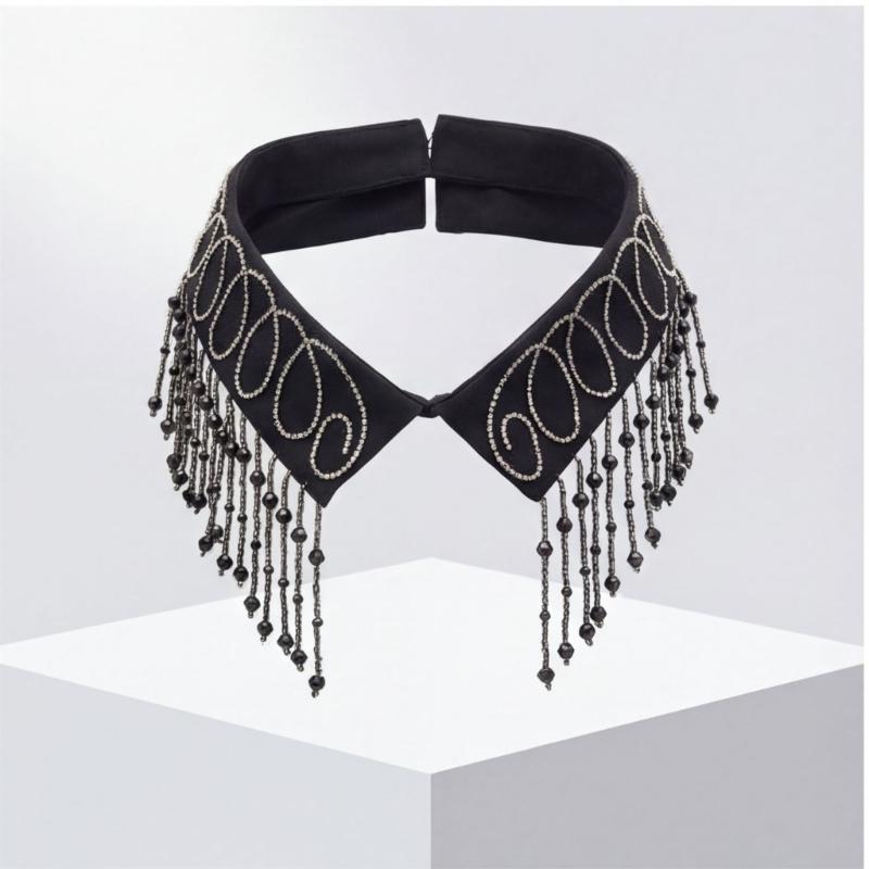 Elegant Beadwork Fringe Detachable Collar Fashion Accessory For Women And Girls Stylish Neckpiece Decorative Neckwear