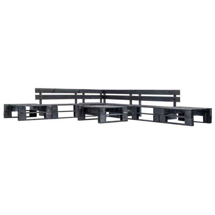 VidaXL Salon de jardin palette 6 pcs noir bois 277428