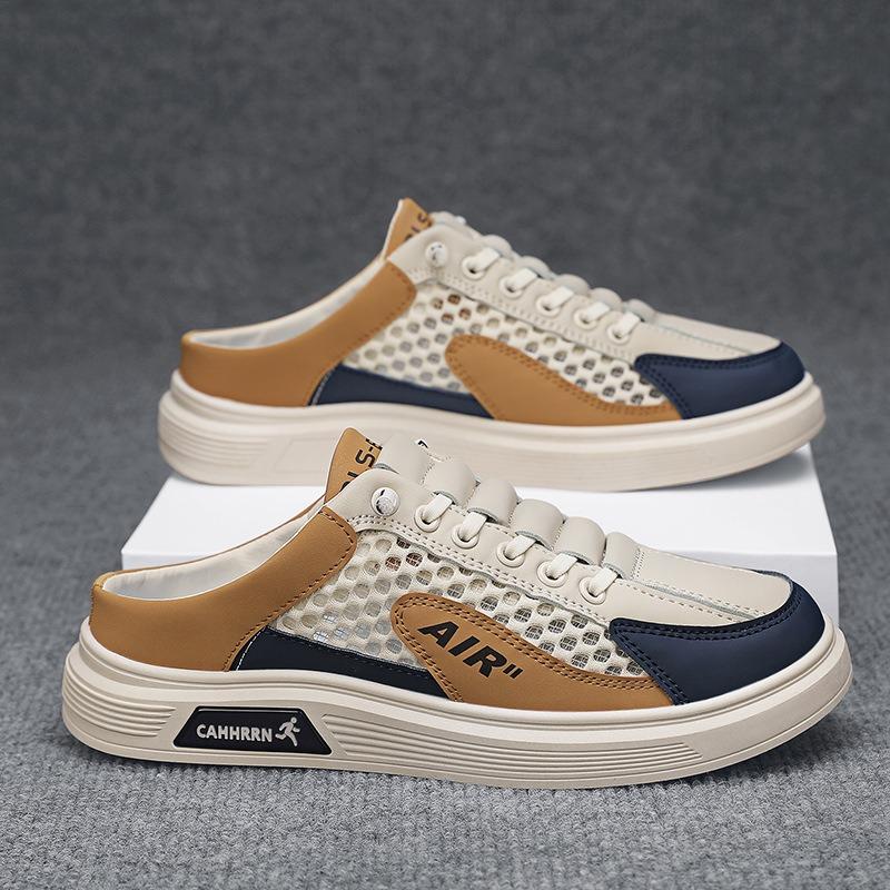 Men's Breathable Mesh Half Slipper Sneakers Casual Slip-On Backless Walking Shoes