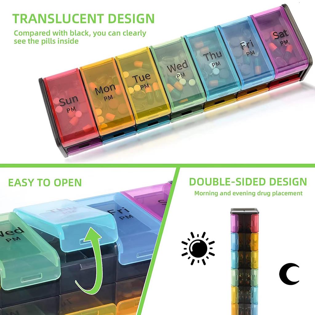 Neuer Wöchentlicher Pillenorganisator 2 Mal Täglich Großes Fach Täglich Tragbar Vitamine Fischöl Kapseln Behälter Medikamentenhalter