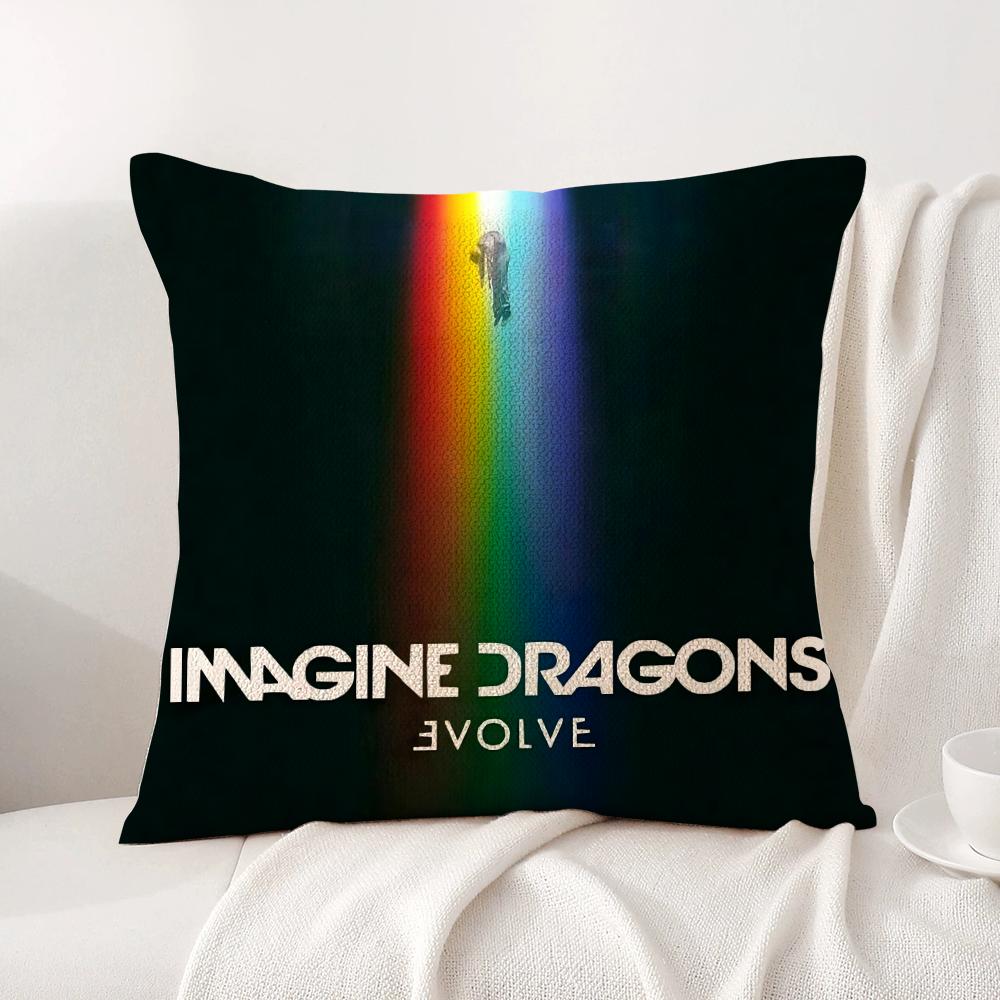 I-Imagine D-Dragons Cushion Cover Summer Coolness Linen Fabric Double-Sided Printing Pillow Case Sofa Home Decor Gift