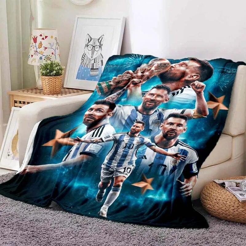

World Football Superstar Pattern Soft Plush Blanket Flannel Blanket Throw Blanket for Livingroom Bedroom Sofa Picnic Cover