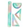 4Pcs Plastic Ruler Set Flexible Ruler Soft Bendable Ruler Foldable Ruler with Triangle Ruler Protractor Straight Ruler