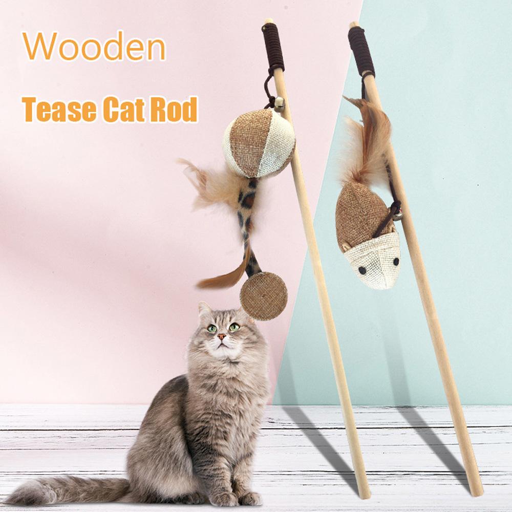 

Cartoon Scratching Feather Mouse Training Interactive Stick Cat Toy Pet Supplies Tease Cat Rod A
